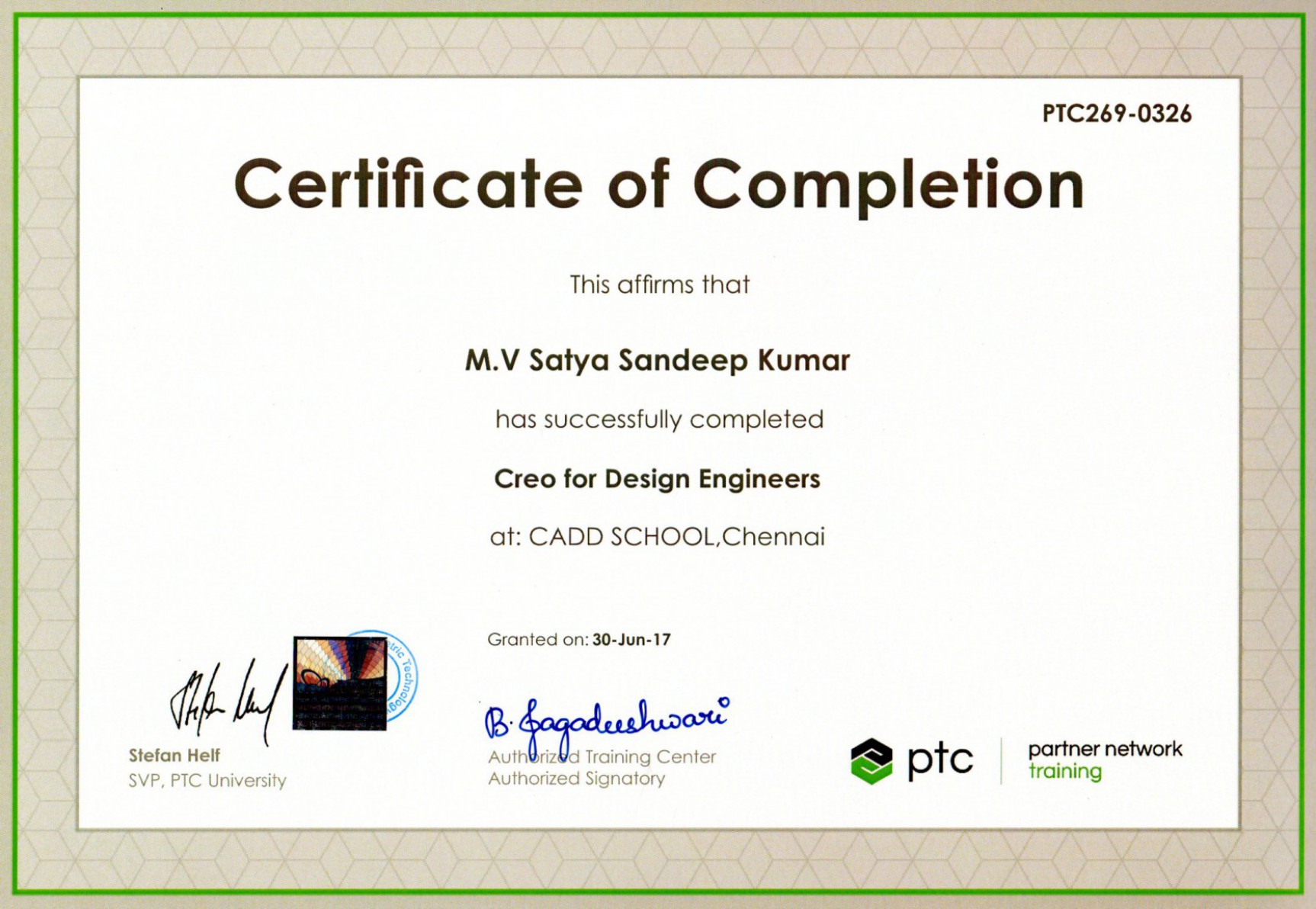 PTC Certificate